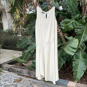Lafayette 148 sleeveless silk asymmetric drop waist dress